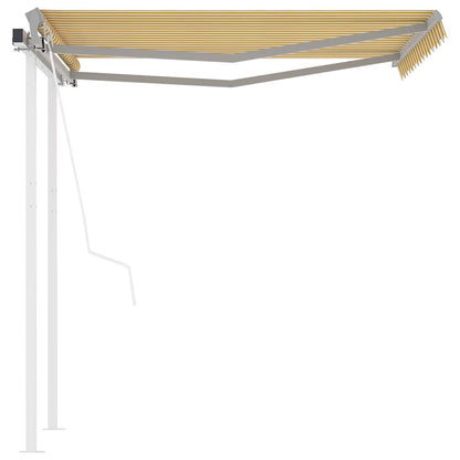 Toldo retrátil automático com postes 3,5x2,5 m amarelo e branco