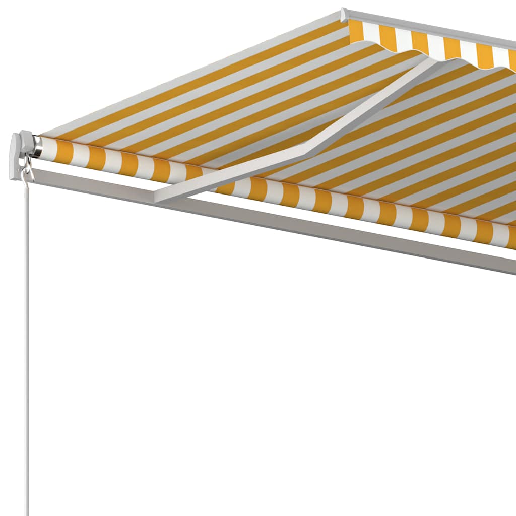 Toldo retrátil automático com postes 3,5x2,5 m amarelo e branco