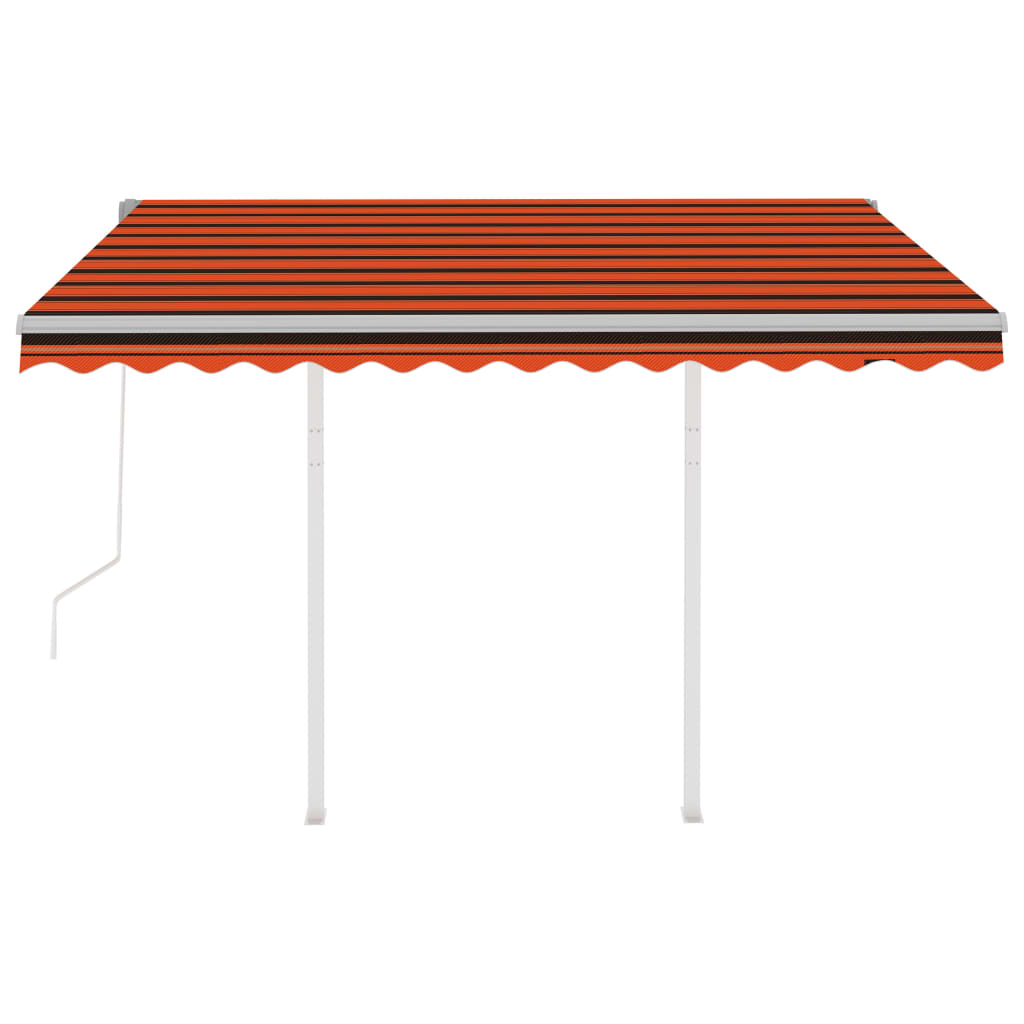 Toldo retrátil automático com postes 3,5x2,5 m laranja/castanho