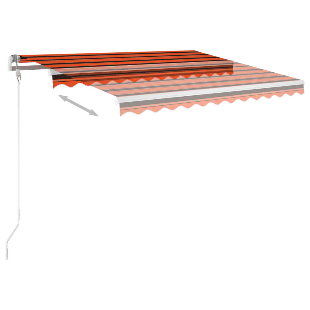 Toldo retrátil automático com postes 3,5x2,5 m laranja/castanho