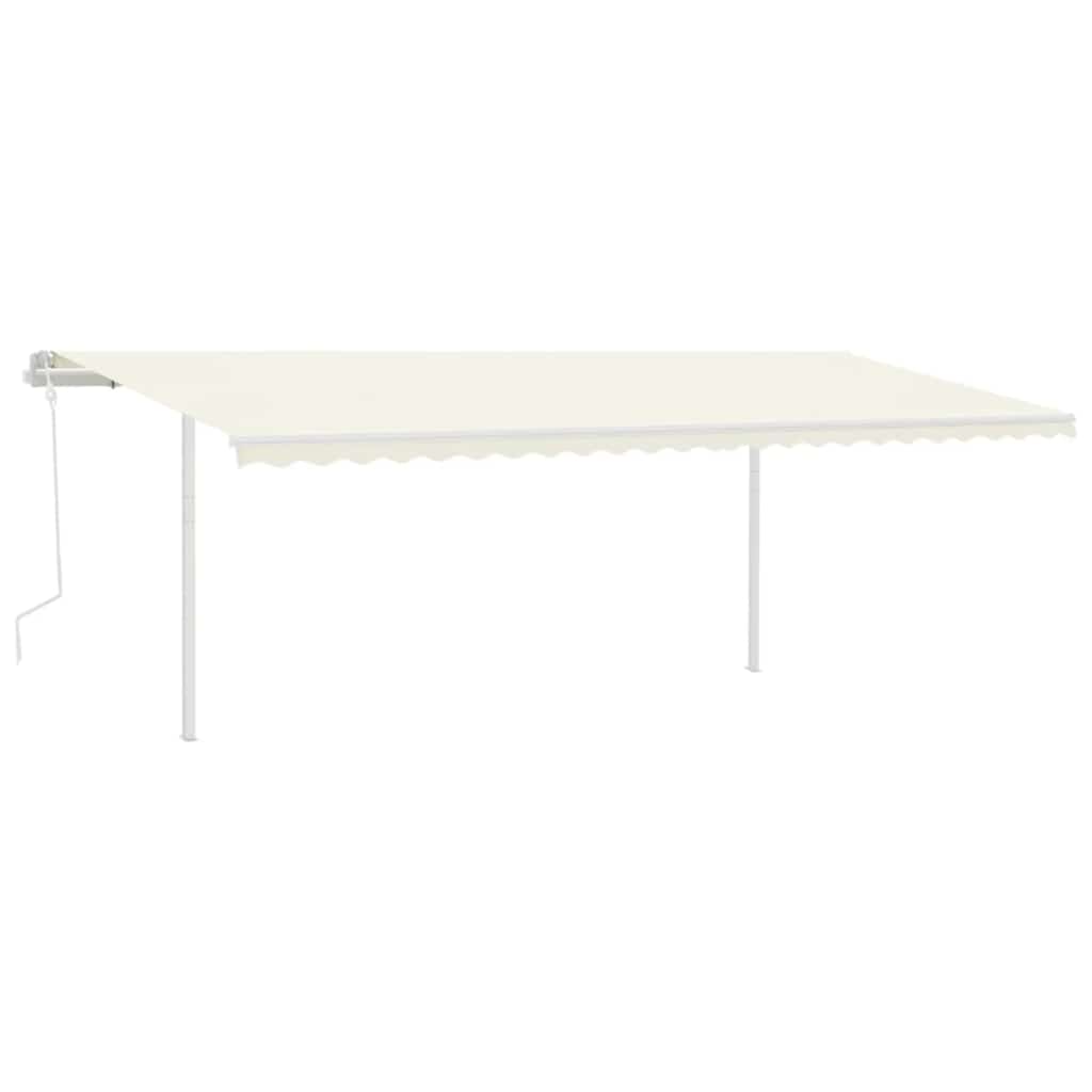 Toldo retrátil manual com postes 6x3 m cor creme
