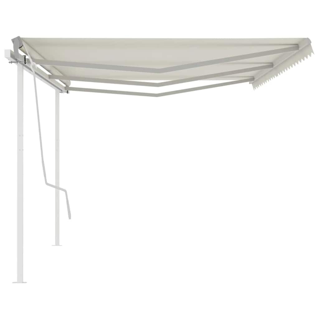 Toldo retrátil manual com postes 6x3 m cor creme