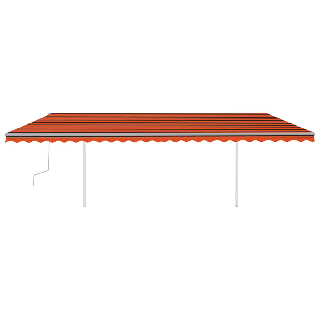 Toldo retrátil manual com postes 6x3 m laranja e castanho