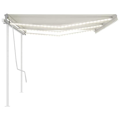 Toldo retrátil manual com LED 6x3 m cor creme