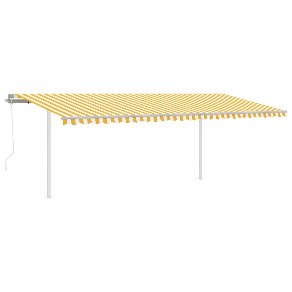 Toldo retrátil automático com postes 6x3 m amarelo e branco