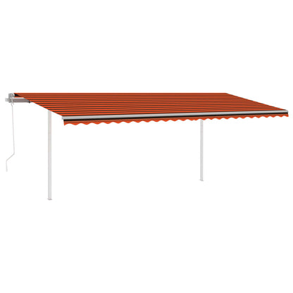 Toldo retrátil automático com postes 6x3 m laranja e castanho