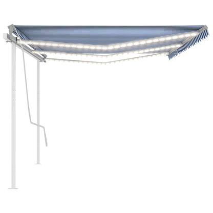 Toldo automático c/ LED e sensor de vento 6x3 m azul e branco