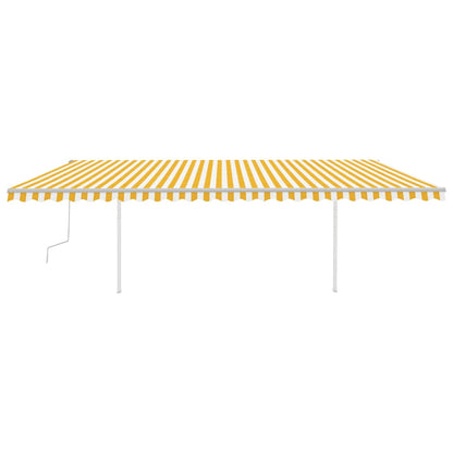 Toldo retrátil manual com postes 6x3,5 m amarelo e branco