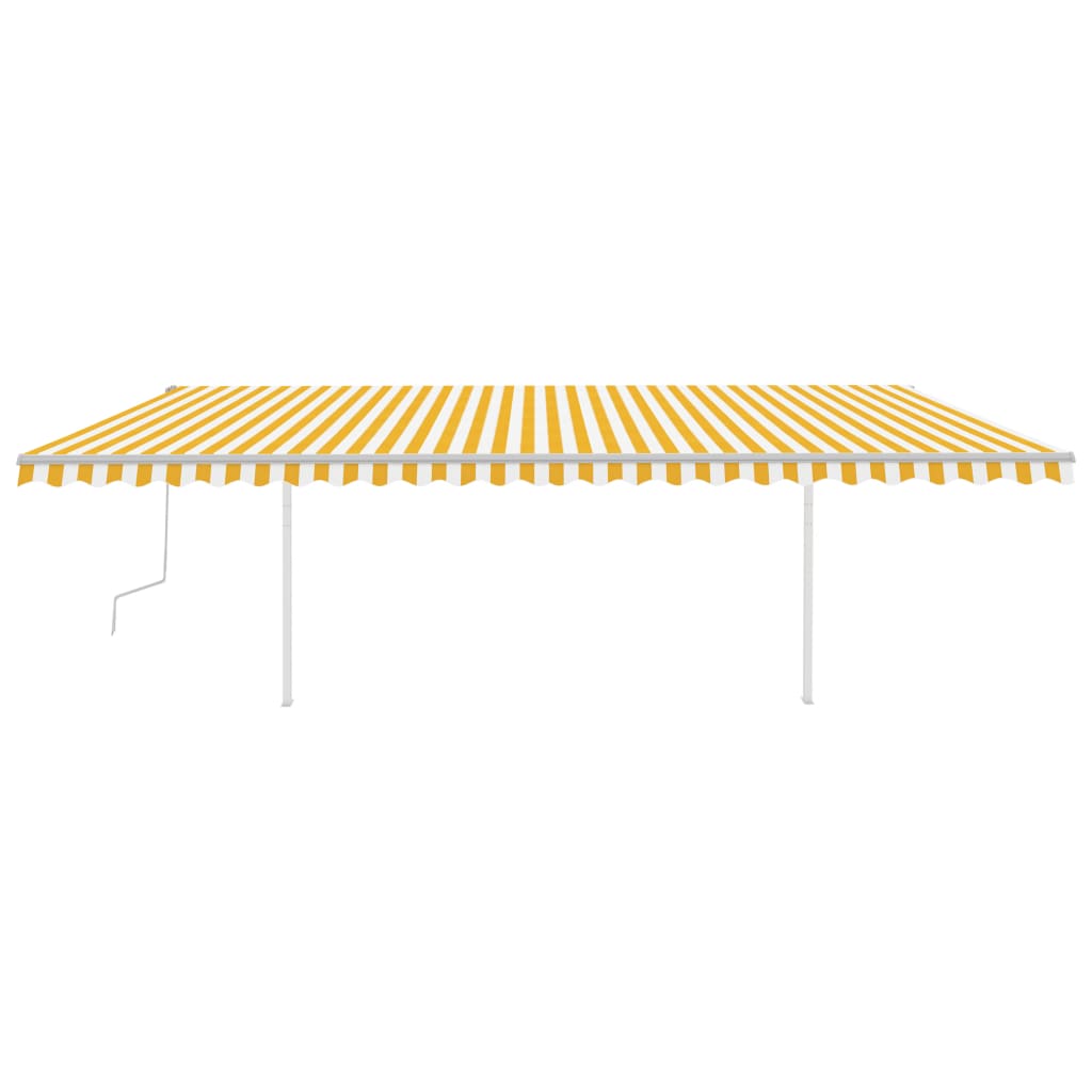 Toldo retrátil manual com LED 6x3,5 m amarelo e branco