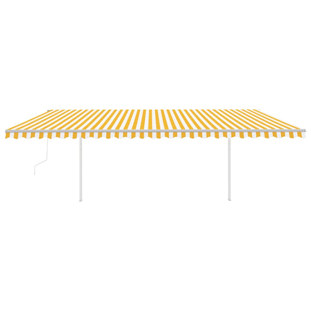Toldo retrátil automático com postes 6x3,5 m amarelo e branco