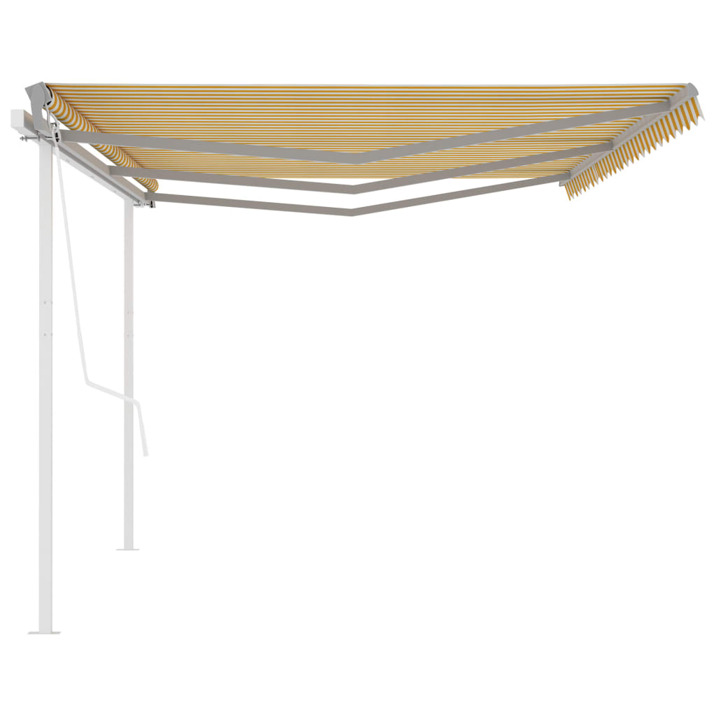 Toldo retrátil automático com postes 6x3,5 m amarelo e branco