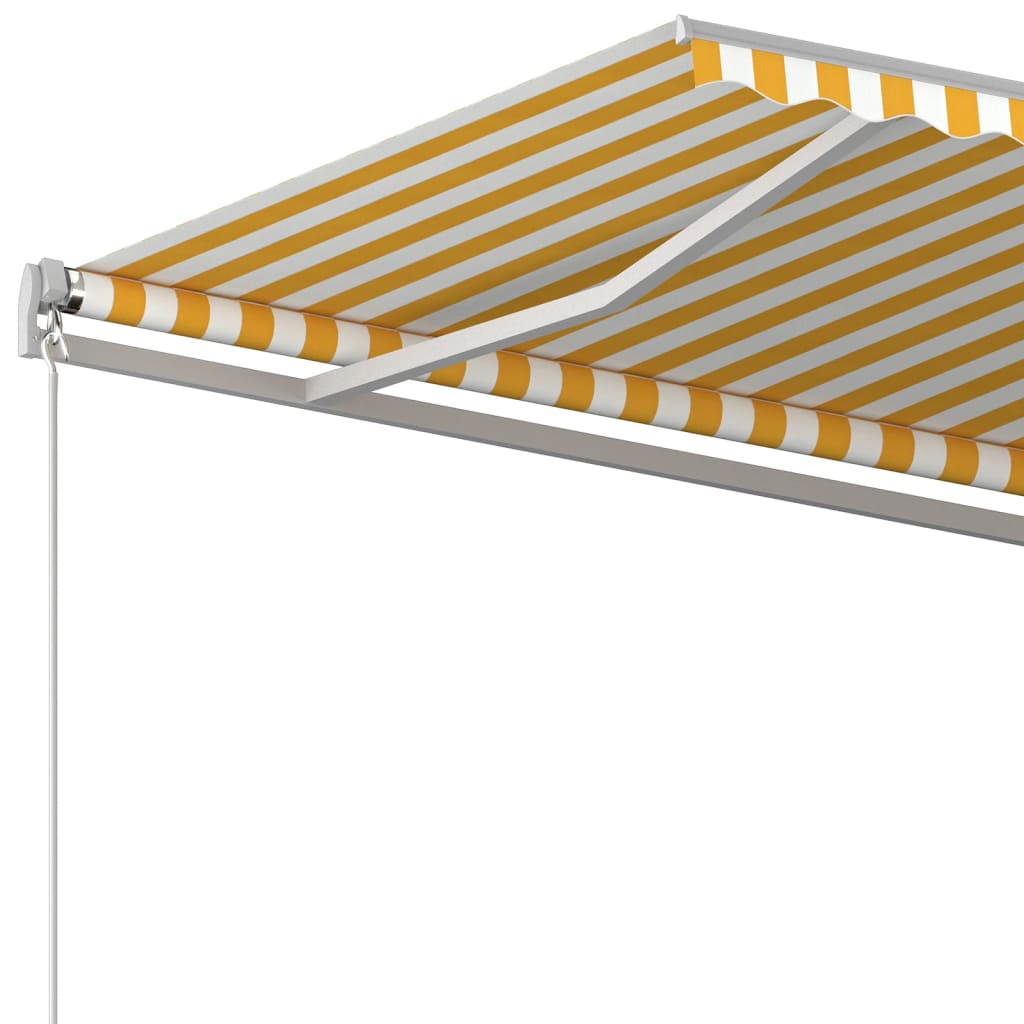 Toldo retrátil automático com postes 6x3,5 m amarelo e branco
