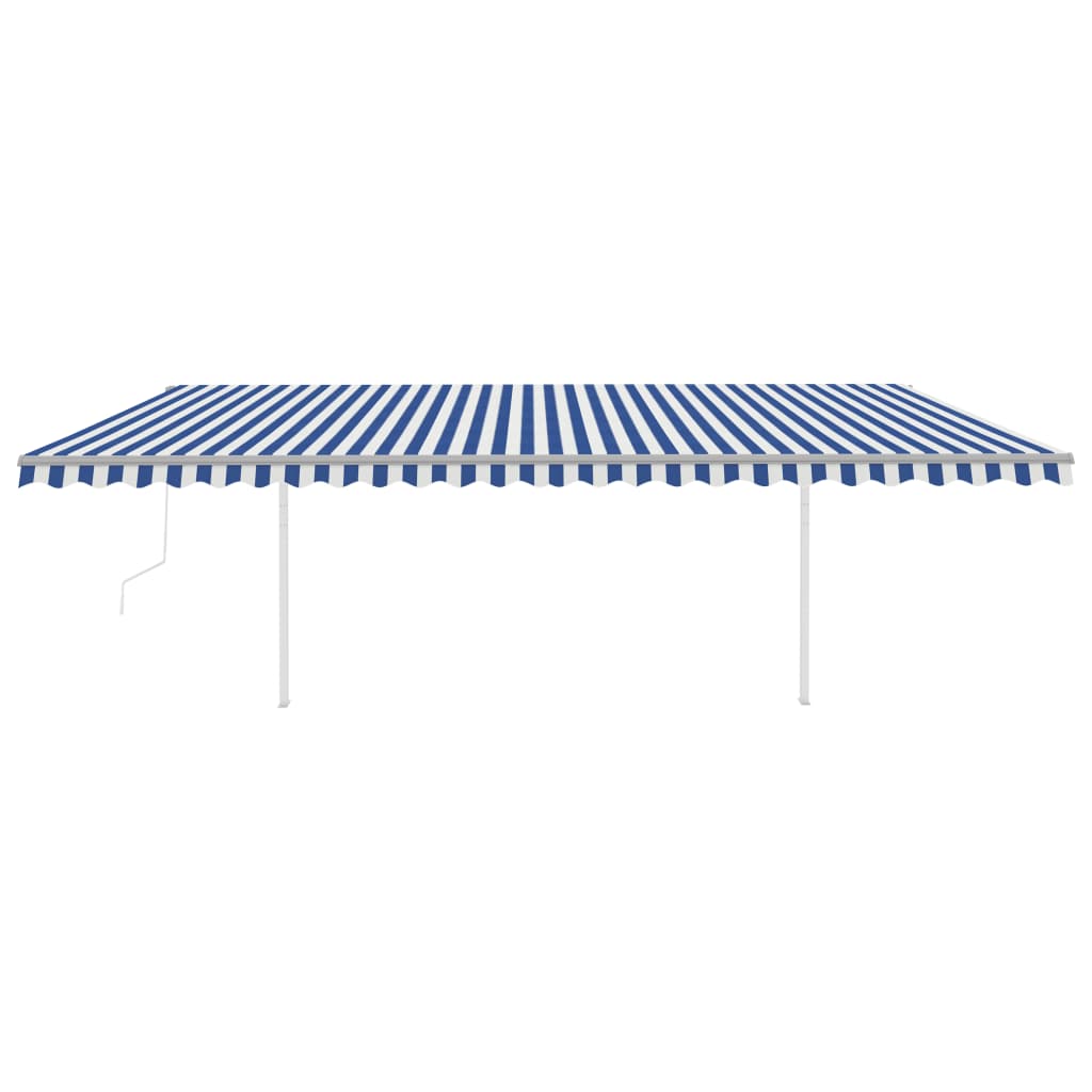 Toldo automático c/ LED e sensor de vento 6x3,5 m azul e branco