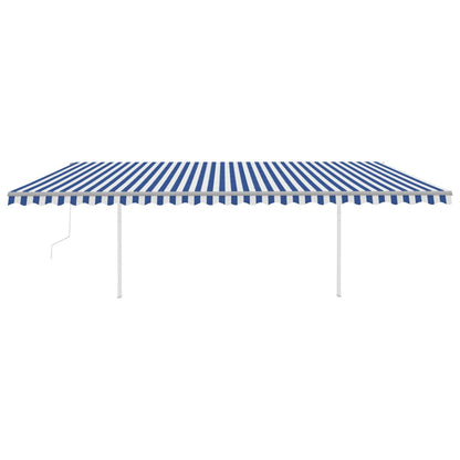 Toldo automático c/ LED e sensor de vento 6x3,5 m azul e branco