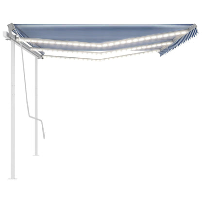 Toldo automático c/ LED e sensor de vento 6x3,5 m azul e branco