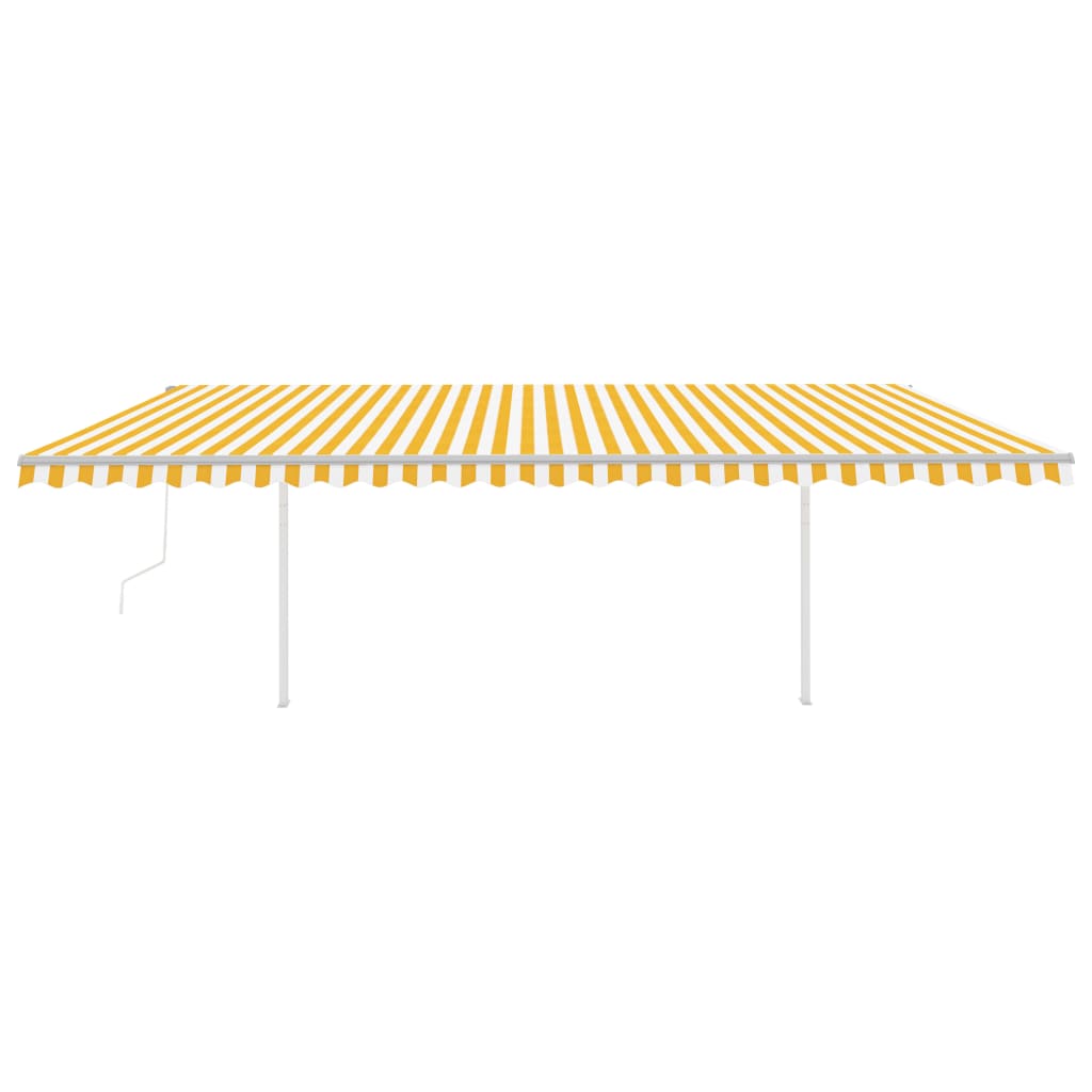 Toldo autom. c/ LED e sensor de vento 6x3,5 m amarelo e branco