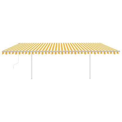 Toldo autom. c/ LED e sensor de vento 6x3,5 m amarelo e branco