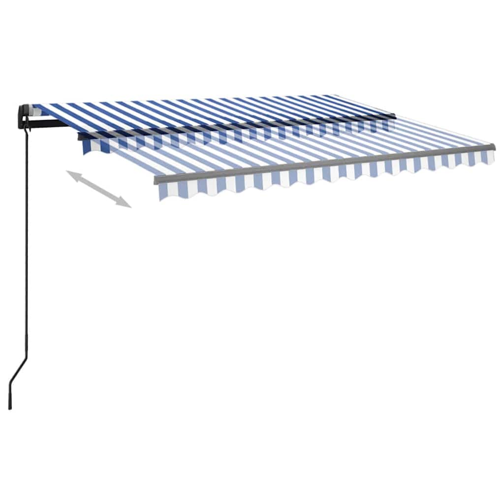 Toldo retrátil manual com LED 3x2,5 m azul e branco