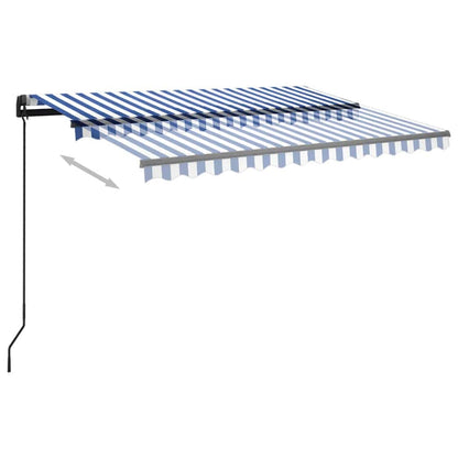 Toldo retrátil manual com LED 3x2,5 m azul e branco