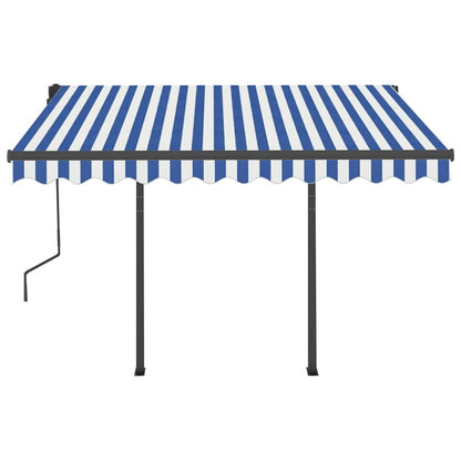 Toldo retrátil manual com LED 3x2,5 m azul e branco