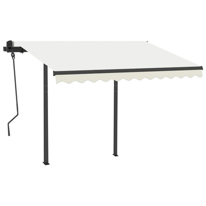 Toldo retrátil automático com postes 3x2,5 m cor creme