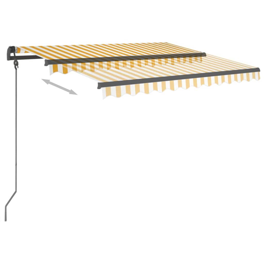 Toldo retrátil automático com postes 3x2,5 m amarelo e branco