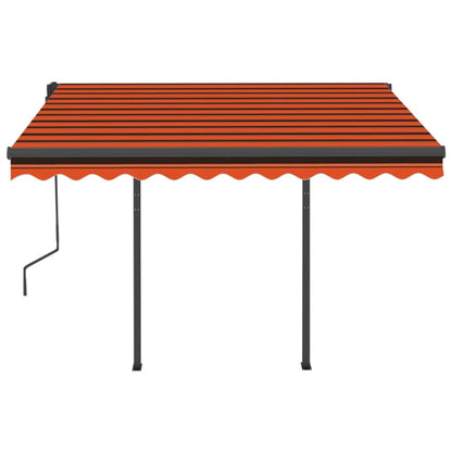 Toldo retrátil automático com postes 3x2,5 m laranja e castanho