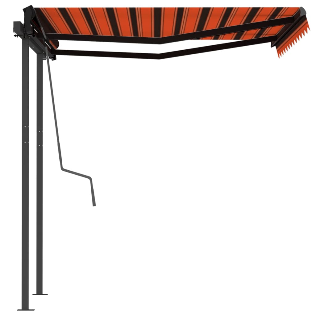Toldo retrátil automático com postes 3x2,5 m laranja e castanho