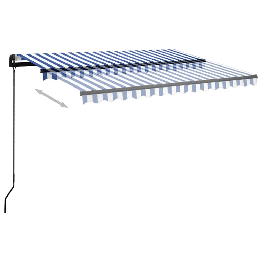 Toldo retrátil manual com LED 3,5x2,5 m azul e branco