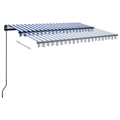 Toldo retrátil manual com LED 3,5x2,5 m azul e branco