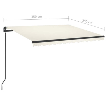 Toldo retrátil manual com LED 3,5x2,5 m cor creme