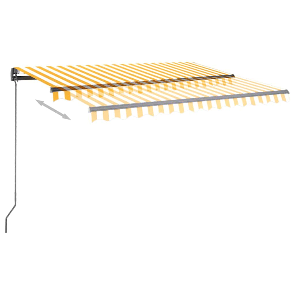 Toldo retrátil manual com LED 3,5x2,5 m amarelo e branco