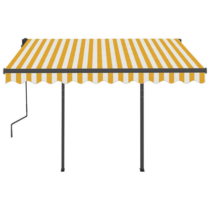 Toldo retrátil manual com LED 3,5x2,5 m amarelo e branco