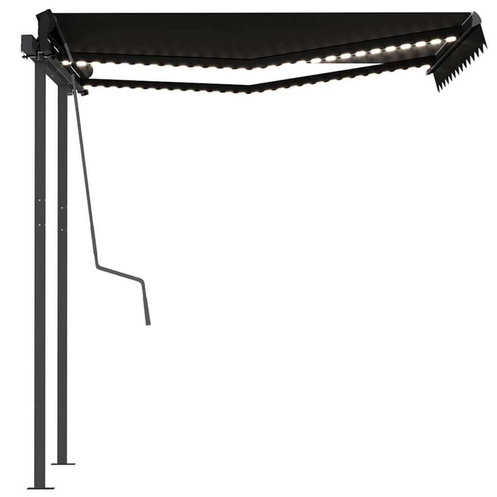 Toldo retrátil manual com LED 3,5x2,5 m antracite
