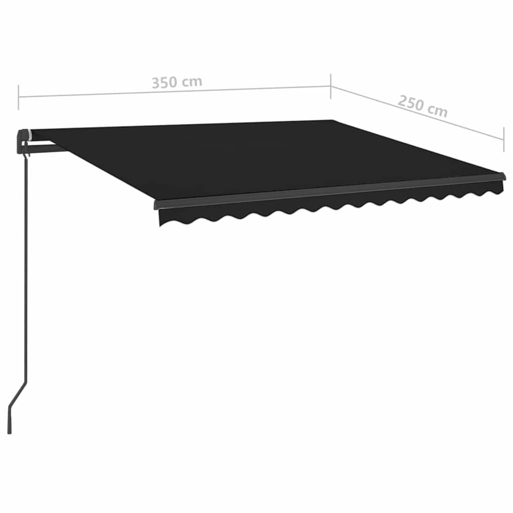 Toldo retrátil manual com LED 3,5x2,5 m antracite