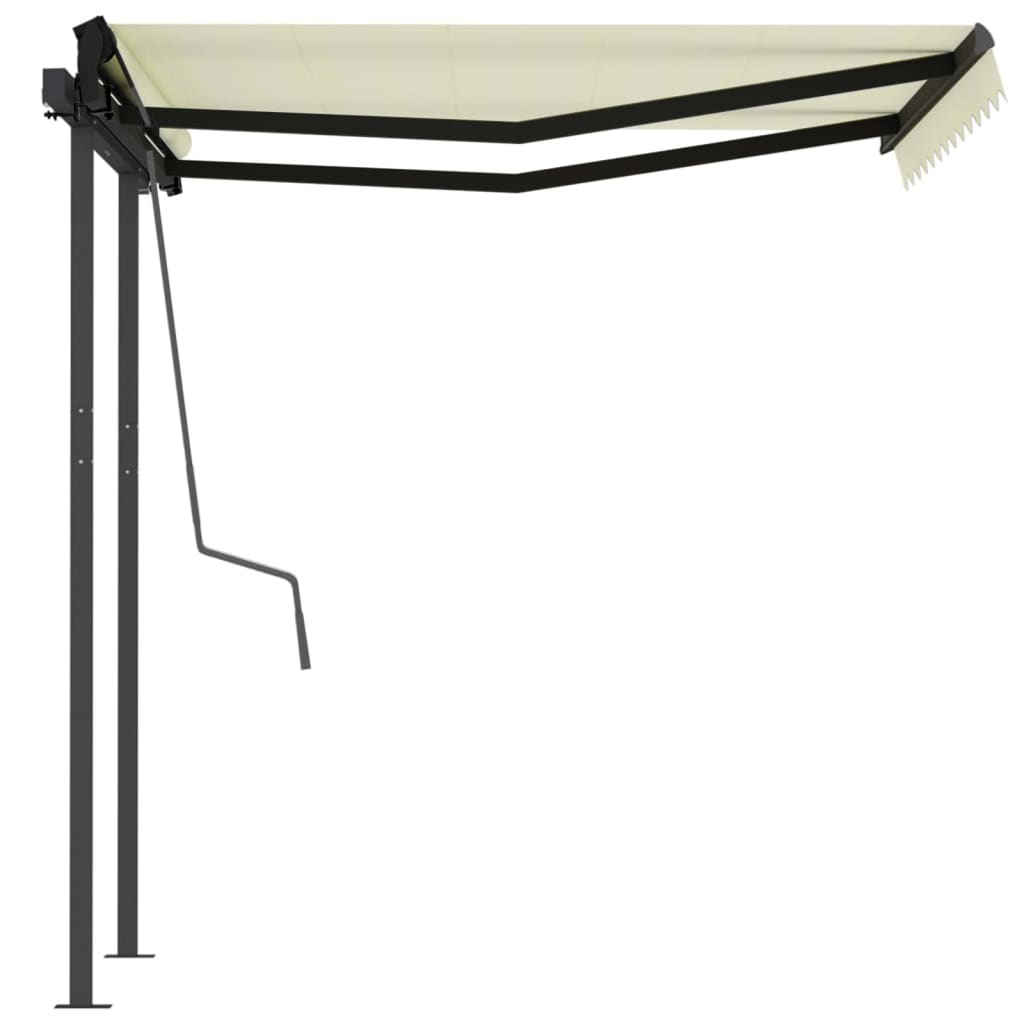 Toldo retrátil automático com postes 3,5x2,5 m cor creme