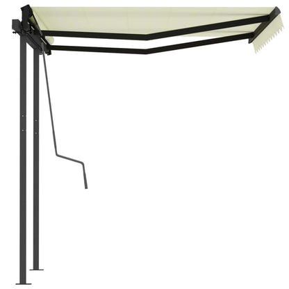 Toldo retrátil automático com postes 3,5x2,5 m cor creme