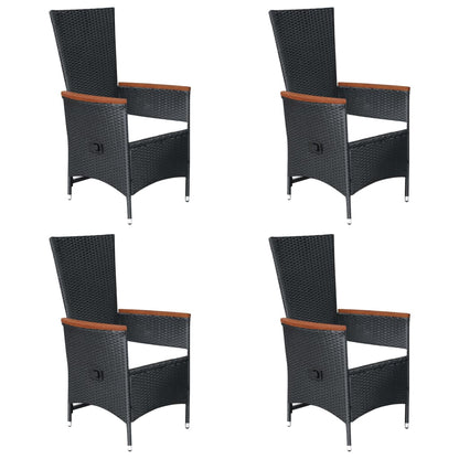 7 pcs conjunto de jantar para jardim vime PE preto