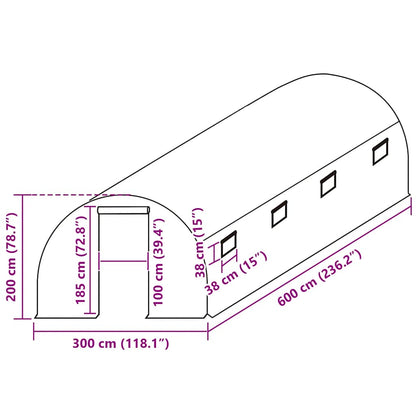 Cobertura de substituição p/ estufas 18 m² 300x600x200 cm verde