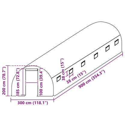 Cobertura de substituição p/ estufas 18 m² 300x600x200 cm verde