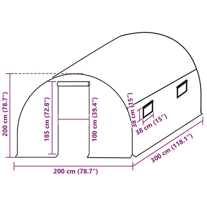 Cobertura de substituição p/ estufas 6 m² 200x300x200 cm verde