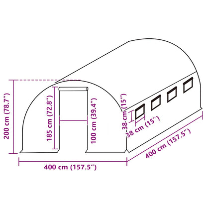 Cobertura de substituição p/ estufas 16 m² 400x400x200 cm verde