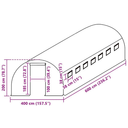 Cobertura de substituição p/ estufas 24 m² 400x600x200 cm verde