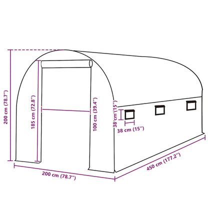 Cobertura de substituição p/ estufas 9 m² 200x450x200 cm verde