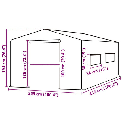 Cobertura substituição p/ estufas 6,5025 m² 255x255x194cm verde