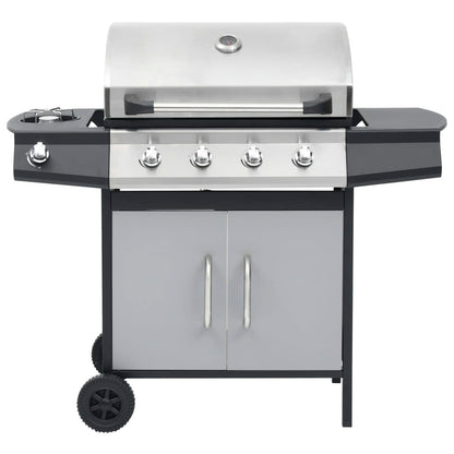 Grelhador/barbecue a gás 4+1 zonas de cozinhar preto e prateado