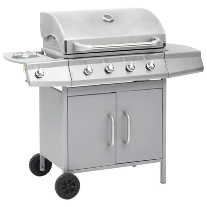 Grelhador/barbecue a gás 4+1 zonas de cozinhar prateado
