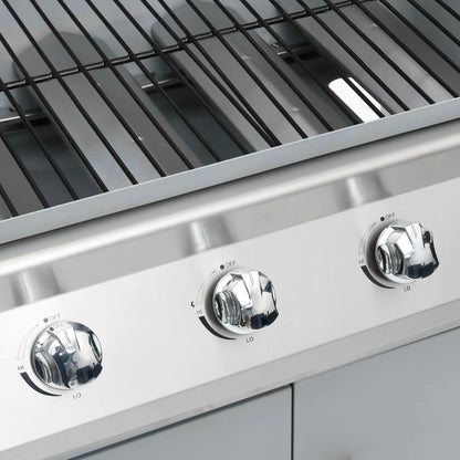 Grelhador/barbecue a gás 4+1 zonas de cozinhar prateado