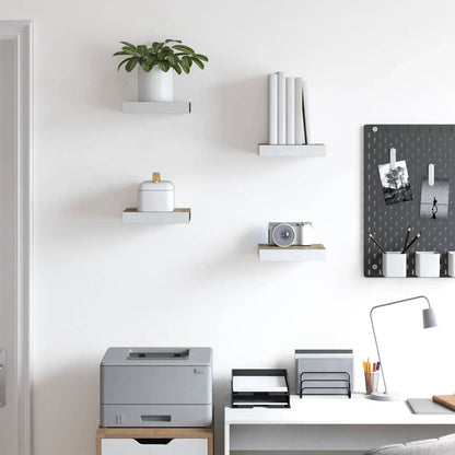 Prateleiras de parede 4 pcs 23x23,5x3,8cm MDF carvalho e branco