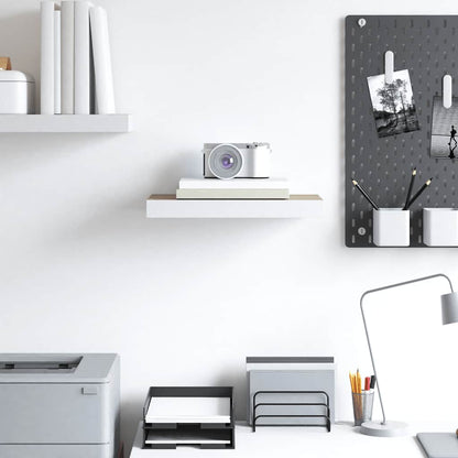 Prateleira de parede suspensa 50x23x3,8cm MDF carvalho e branco